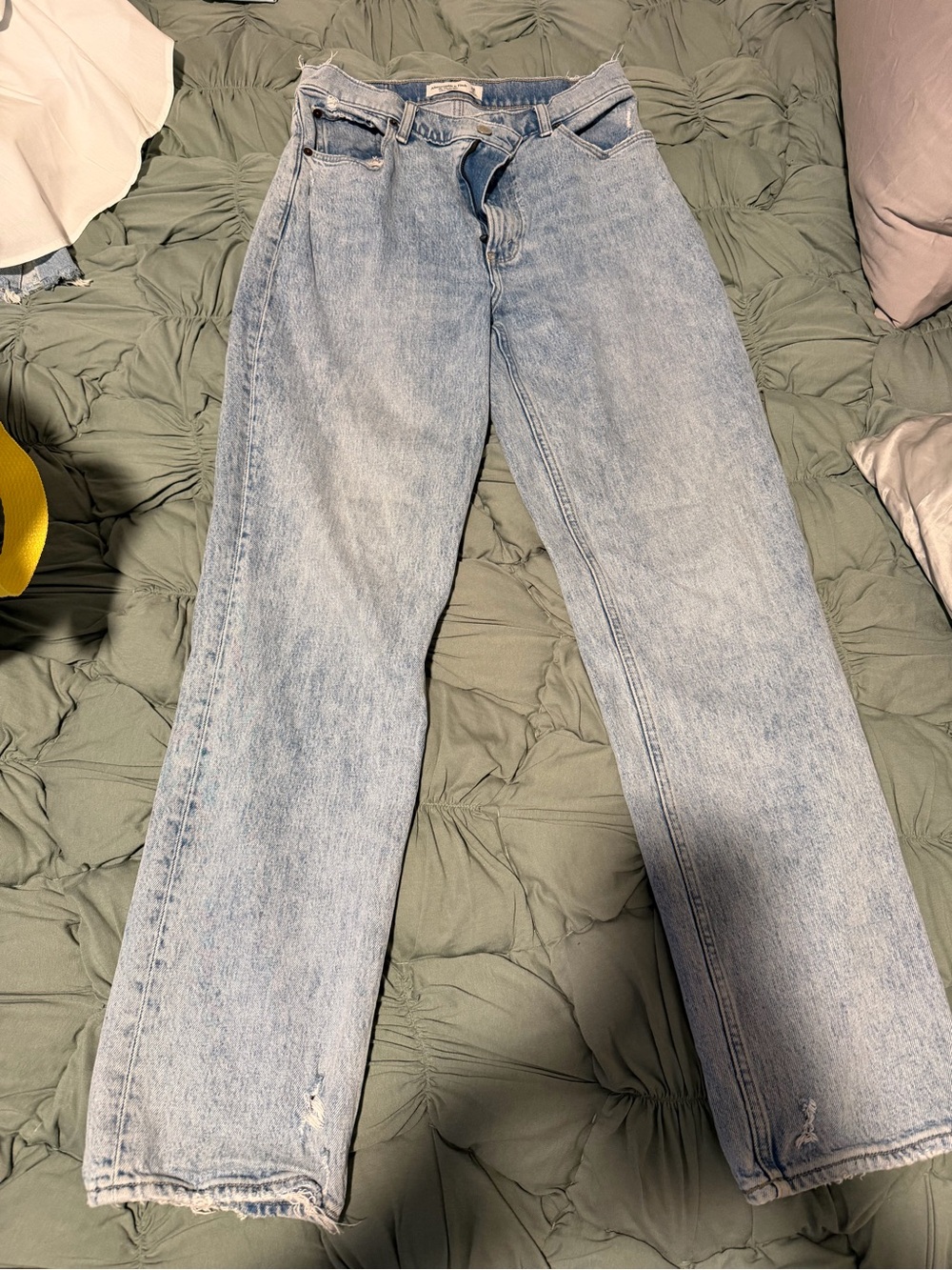 Abercrombie & Fitch Light Blue High-Rise Straight Jeans